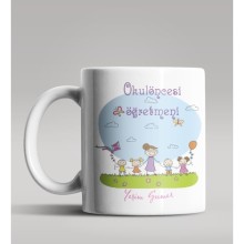 Kişiye Özel Okul Öncesi Öğretmeni Tasarımlı Beyaz Renk Kupa 5