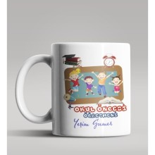 Kişiye Özel Okul Öncesi Öğretmeni Tasarımlı Beyaz Renk Kupa 3