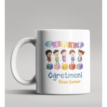 Kişiye Özel Sınıf Öğretmeni Tasarımlı Beyaz Renk Kupa Bardak 16