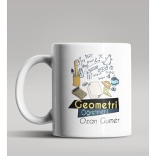 Kişiye Özel Geometri Öğretmeni Tasarımlı Beyaz Renk Kupa Bardak