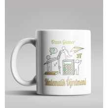 Kişiye Özel Matematik Öğretmeni Tasarımlı Beyaz Renk Kupa 11