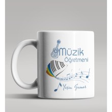 Kişiye Özel Müzik Öğretmeni Tasarımlı Beyaz Renk Kupa Bardak 9