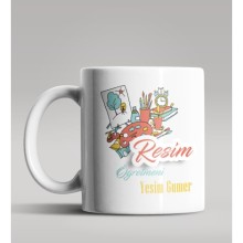 Kişiye Özel Resim Öğretmeni Tasarımlı Beyaz Renk Kupa Bardak