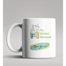 Kişiye Özel Fen Bilimleri Öğretmeni Tasarımlı Beyaz Renk Kupa