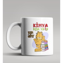 Kişiye Özel Garfield Kimya Öğretmeni Tasarımlı Beyaz Renk Kupa