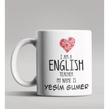Kişiye Özel İngilizce Öğretmeni Tema Beyaz Renk Kupa Bardak
