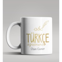 Kişiye Özel Türkçe Öğretmeni Tasarımlı Beyaz Renk Kupa Bardak 3