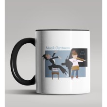 Kişiye Özel Müzik Öğretmeni Tasarımlı Siyah Renk Kupa Bardak 3