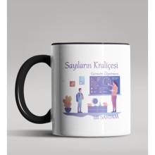 Kişiye Özel Sayıların Kraliçesi Tasarımlı Siyah Renk Kupa Bardak