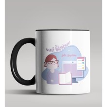 Kişiye Özel Sınıf Öğretmeni Tasarımlı Siyah Renk Kupa Bardak 7