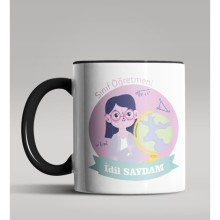 Kişiye Özel Sınıf Öğretmeni Tasarımlı Siyah Renk Kupa Bardak 3