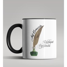 Kişiye Özel Edebiyat Öğretmeni Tasarımlı Siyah Renk Kupa Bardak