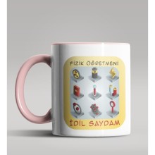 Kişiye Özel Fizik Öğretmeni Tasarımlı Pembe Renk Kupa Bardak 4