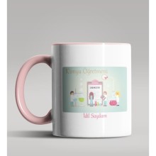 Kişiye Özel Kimya Öğretmeni Tasarım Pembe Renk Kupa Bardak 2