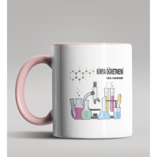 Kişiye Özel Kimya Öğretmeni Tasarımlı Pembe Renk Kupa Bardak 7