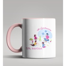 Kişiye Özel İlk Öğretmenim Tasarımlı Pembe Renk Kupa Bardak