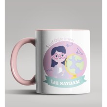 Kişiye Özel Sınıf Öğretmeni Tasarımlı Pembe Renk Kupa Bardak 3