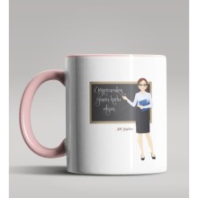 Kişiye Özel Öğretmenler Günü Tasarımlı Pembe Renk Kupa Bardak 4