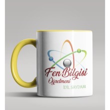 Kişiye Özel Fen Bilgisi Öğretmeni Tasarımlı Sarı Renk Kupa 2