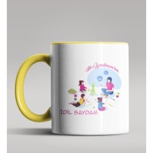 Kişiye Özel İlk Öğretmenim Tasarımlı Sarı Renk Kupa Bardak