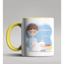 Kişiye Özel Sınıf Öğretmeni Tasarımlı Sarı Renk Kupa Bardak 6