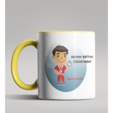 Kişiye Özel Beden Eğitimi Öğretmeni Tasarımlı Sarı Renk Kupa