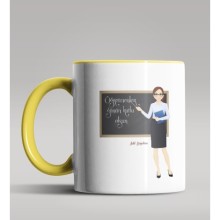 Kişiye Özel Öğretmenler Günü Tasarımlı Sarı Renk Kupa Bardak 4