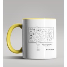 Kişiye Özel Öğretmenler Günü Tasarımlı Sarı Renk Kupa Bardak 2