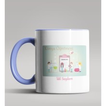 Kişiye Özel Kimya Öğretmeni Tasarım Mavi Renk Kupa Bardak 2