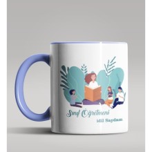 Kişiye Özel Sınıf Öğretmeni Tasarımlı Mavi Renk Kupa Bardak 5