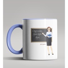 Kişiye Özel Öğretmenler Günü Tasarımlı Mavi Renk Kupa Bardak 4