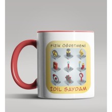Kişiye Özel Fizik Öğretmeni Tasarımlı Kırmızı Kupa Bardak 4