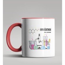 Kişiye Özel Kimya Öğretmeni Tasarımlı Kırmızı Kupa Bardak 7