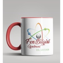 Kişiye Özel Fen Bilgisi Öğretmeni Tasarımlı Kırmızı Kupa 2