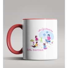 Kişiye Özel İlk Öğretmenim Tasarımlı Kırmızı Kupa Bardak