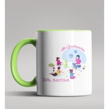 Kişiye Özel İlk Öğretmenim Tasarımlı Yeşil Kupa Bardak