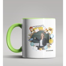 Kişiye Özel Öğretmenler Günü Fotoğraflı Temalı Yeşil Kupa