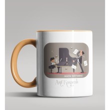 Kişiye Özel Müzik Eğitmeni Tasarımlı Turuncu Kupa Bardak