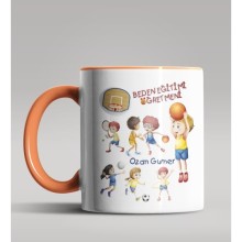 Kişiye Özel Beden Eğitimi Öğretmeni Tasarımlı Turuncu Kupa 6