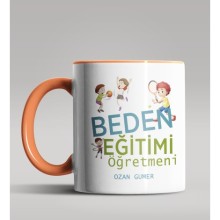Kişiye Özel Beden Eğitimi Öğretmeni Tasarımlı Turuncu Kupa 5