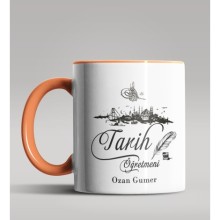 Kişiye Özel Tarih Öğretmeni Tasarımlı Turuncu Kupa Bardak 5