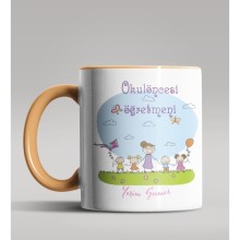 Kişiye Özel Okul Öncesi Öğretmeni Tasarımlı Turuncu Kupa 5