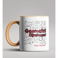 Kişiye Özel Geometri Öğretmeni Tasarımlı Turuncu Kupa Bardak 4