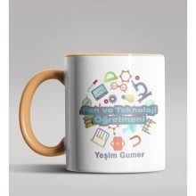 Kişiye Özel Fen ve Teknoloji Öğretmeni Tasarım Turuncu Kupa