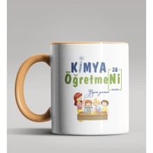 Kişiye Özel Kimya Öğretmeni Temalı Turuncu Kupa Bardak 7