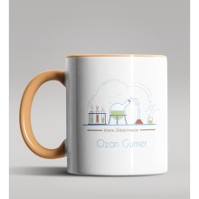 Kişiye Özel Kimya Öğretmeni Temalı Turuncu Kupa Bardak 6