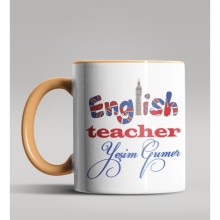 Kişiye Özel İngilizce Öğretmeni Tasarım Turuncu Kupa Bardak 2