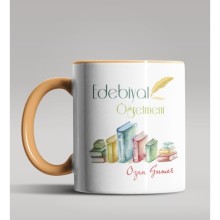 Kişiye Özel Edebiyat Öğretmeni Tasarım Turuncu Kupa Bardak 2