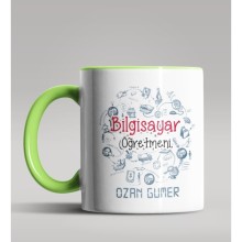 Kişiye Özel Bilgisayar Öğretmeni Tasarımlı Yeşil Kupa 2