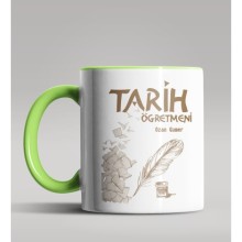 Kişiye Özel Tarih Öğretmeni Tasarımlı Yeşil Kupa Bardak 3